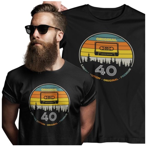 Koszulka na 40 urodziny na CZTERDZIESTKĘ Original 40 premium edition kolor czarny