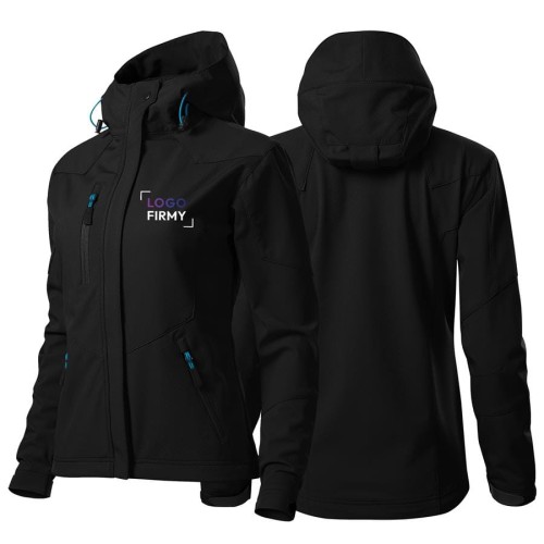 Kurtka czarna softshell Malfini damska z logo na sercu z nadrukiem logo firmy 280g 532 kolor 01