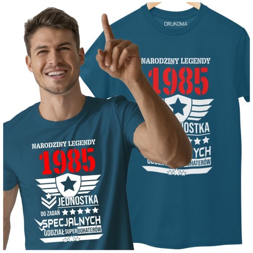 Koszulka na urodziny na 40 lat czterdzieste urodziny Narodziny Legendy 1985 jednostka do zadań specjalnych w kolorze petrol blue