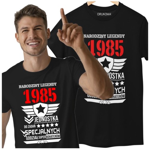 Koszulka na urodziny na 40 lat czterdzieste urodziny Narodziny Legendy 1985 jednostka do zadań specjalnych w kolorze czarnym 