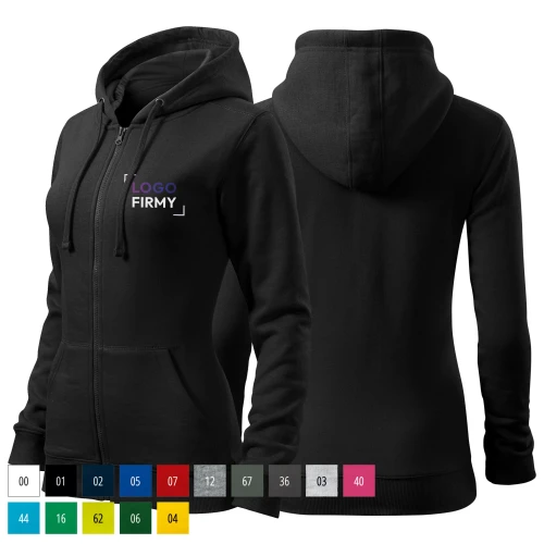 Bluza czarna damska z logo na sercu z nadrukiem logo firmy 300g 411 bluza trendy zipper WSZYSTKIE KOLORY