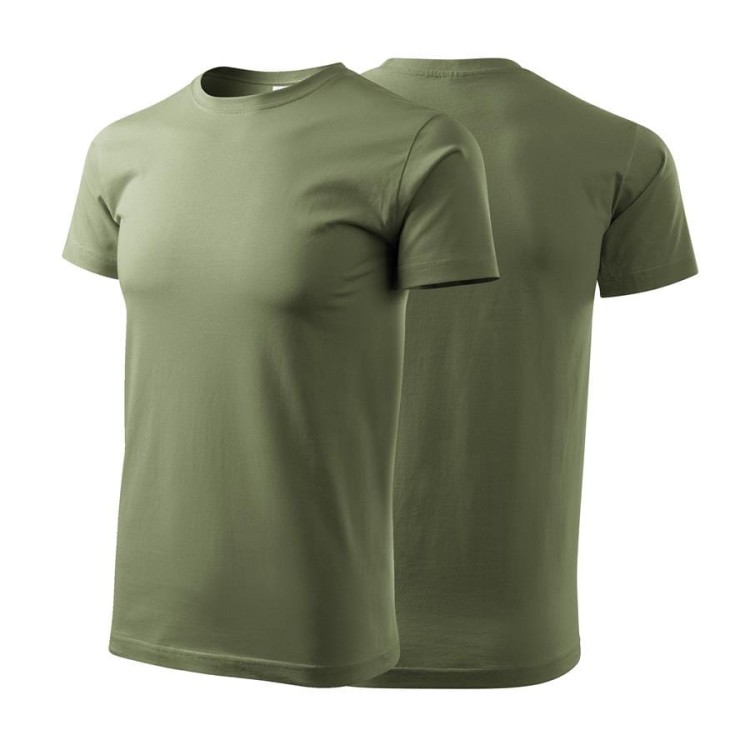 Koszulka z krótkim rękawem khaki męska z haftem nadrukiem logo firmy 200g BASIC129 kolor 09 koszulka krótki rękaw (Copy).jpg