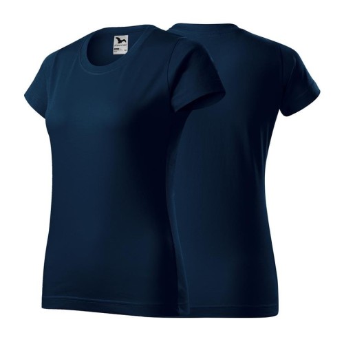 Koszulka z krótkim rękawem granatowy damska z haftem nadrukiem logo firmy 160g BASIC134 kolor 02 koszulka krótki rękaw (Copy).jpg