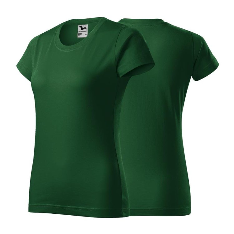 Koszulka z krótkim rękawem zieleń butelkowa damska z haftem nadrukiem logo firmy 160g BASIC134 kolor 06 koszulka krótki rękaw (Copy).jpg