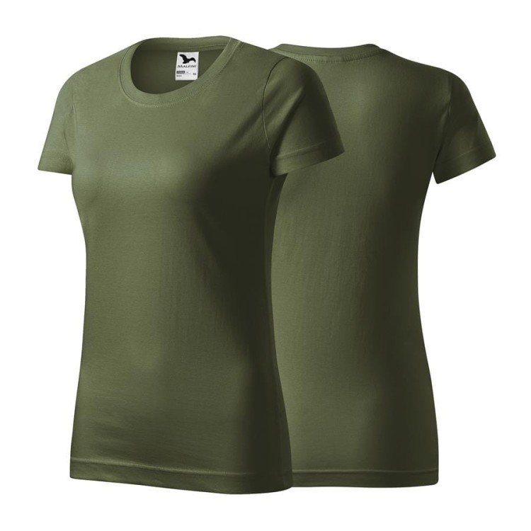 Koszulka z krótkim rękawem khaki damska z haftem nadrukiem logo firmy 160g BASIC134 kolor 09 koszulka krótki rękaw (Copy).jpg