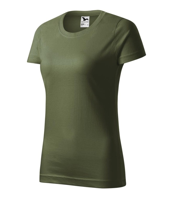 Koszulka z krótkim rękawem khaki damska z haftem nadrukiem logo firmy 160g BASIC134 kolor 09 koszulka krótki rękaw134_09_C_xl (1) (Copy).jpg
