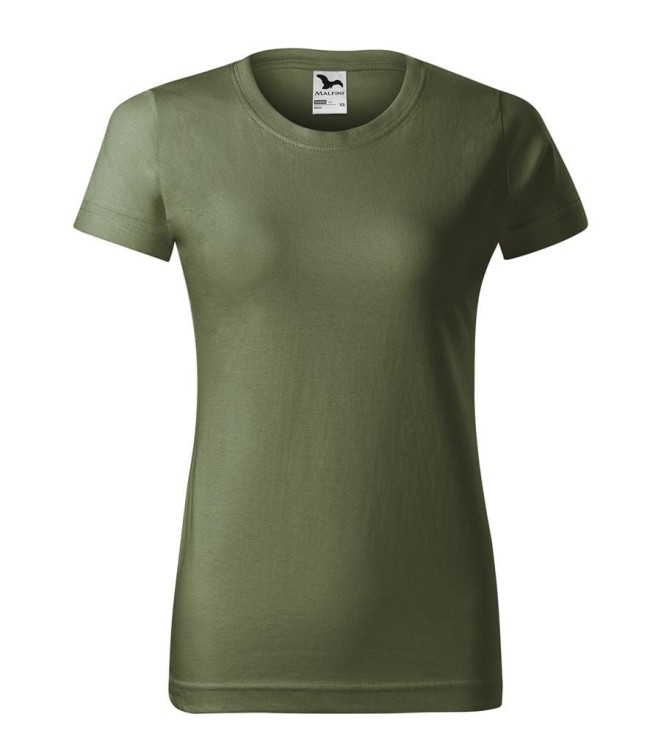 Koszulka z krótkim rękawem khaki damska z haftem nadrukiem logo firmy 160g BASIC134 kolor 09 koszulka krótki rękaw134_09_C_xl (2) (Copy).jpg