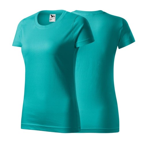 Koszulka z krótkim rękawem szmaragdowy damska z haftem nadrukiem logo firmy 160g BASIC134 kolor 19 koszulka krótki rękaw (Copy).jpg