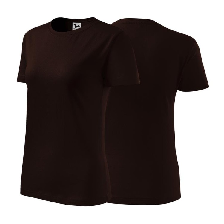 Koszulka z krótkim rękawem kawowy damska z haftem nadrukiem logo firmy 160g BASIC134 kolor 27 koszulka krótki rękaw (Copy).jpg