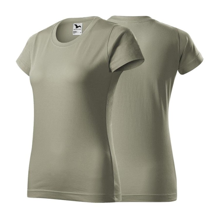 Koszulka z krótkim rękawem jasny khaki damska z haftem nadrukiem logo firmy 160g BASIC134 kolor 28 koszulka krótki rękaw (Copy).jpg
