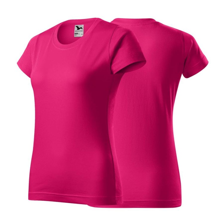 Koszulka z krótkim rękawem malinowy damska z haftem nadrukiem logo firmy 160g BASIC134 kolor 63 koszulka krótki rękaw (Copy).jpg