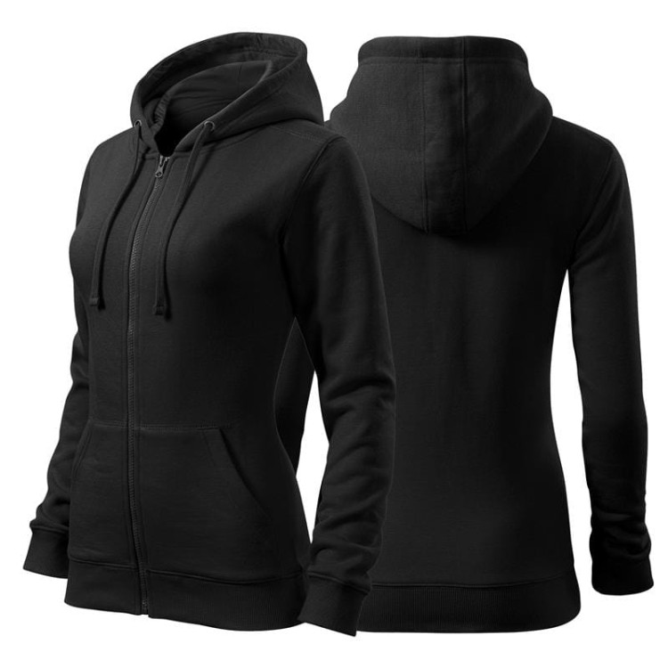 Bluza czarna damska z logo na sercu i plecach z nadrukiem logo firmy 300g 411 kolor 01 bluza trendy zipper