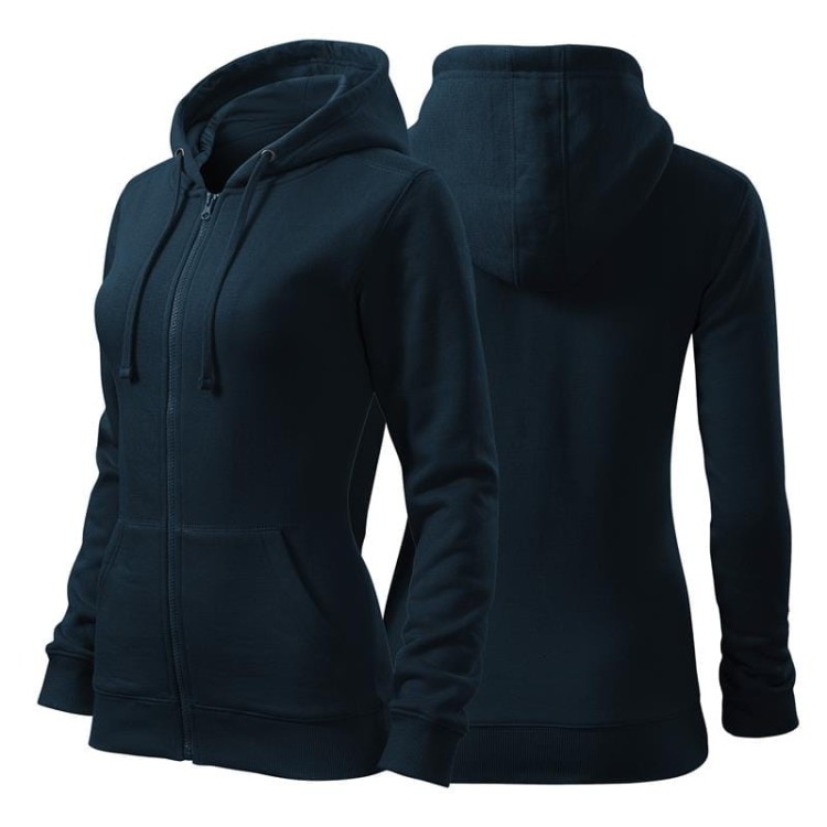 Bluza granatowa damska z logo na sercu z nadrukiem logo firmy 300g 411 kolor 02 bluza trendy zipper