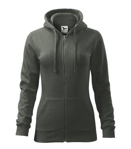 Bluza ciemny khaki damska z logo na sercu z nadrukiem logo firmy 300g 411 kolor 67 bluza trendy zipper