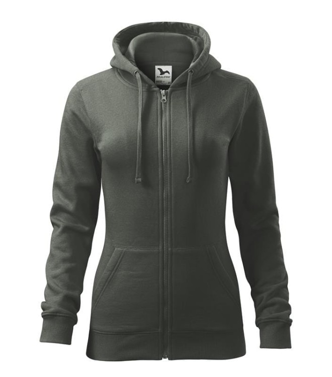 Bluza ciemny khaki damska z logo na sercu z nadrukiem logo firmy 300g 411 kolor 67 bluza trendy zipper