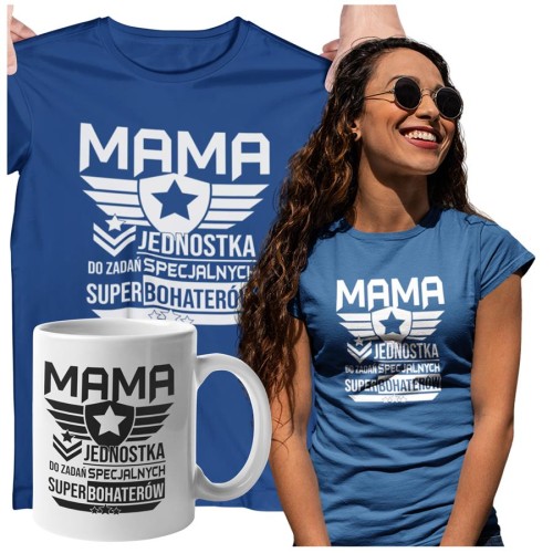 Koszulka dla Mamy na Dzień Mamy zestaw z kubkiem i nadrukiem Mama jednostka do zadań specjalnych super bohaterów granatowy  (2) — kopia.jpg