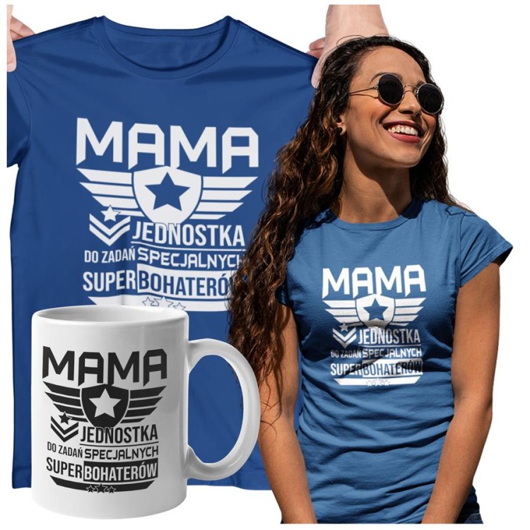 Koszulka dla Mamy na Dzień Mamy zestaw z kubkiem i nadrukiem Mama jednostka do zadań specjalnych super bohaterów granatowy  (2) — kopia.jpg