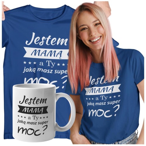 Koszulka dla Mamy na Dzień Mamy zestaw z kubkiem i nadrukiem Jestem mamą, a ty jaką masz super moc kolor granatowy (2).jpg