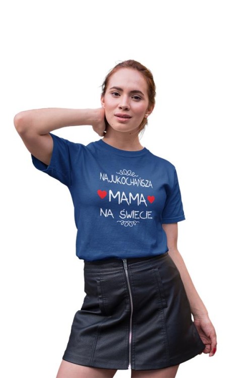 Koszulka dla Mamy na Dzień Mamy zestaw z kubkiem i nadrukiem Najukochańsza mama na świecie kolor granatowy (2).jpg