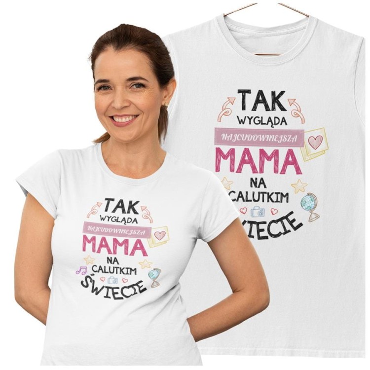Koszulka dla Mamy na Dzień Mamy zestaw z kubkiem z nadrukiem Tak wygląda najcudowniejsza mama na calutkim świecie kolor biały  (2).jpg