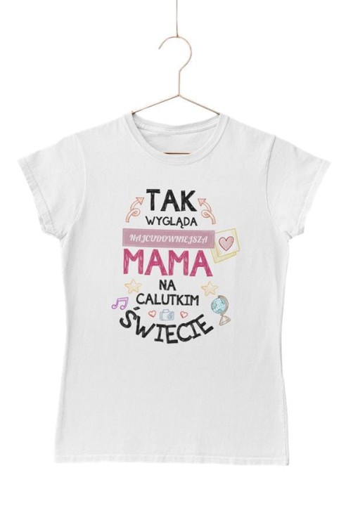 Koszulka dla Mamy na Dzień Mamy zestaw z kubkiem z nadrukiem Tak wygląda najcudowniejsza mama na calutkim świecie kolor biały  (4).jpg