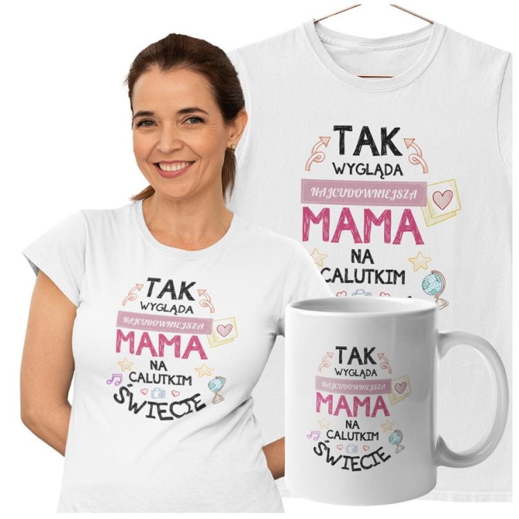 Koszulka dla Mamy na Dzień Mamy zestaw z kubkiem z nadrukiem Tak wygląda najcudowniejsza mama na calutkim świecie kolor biały  (8).jpg