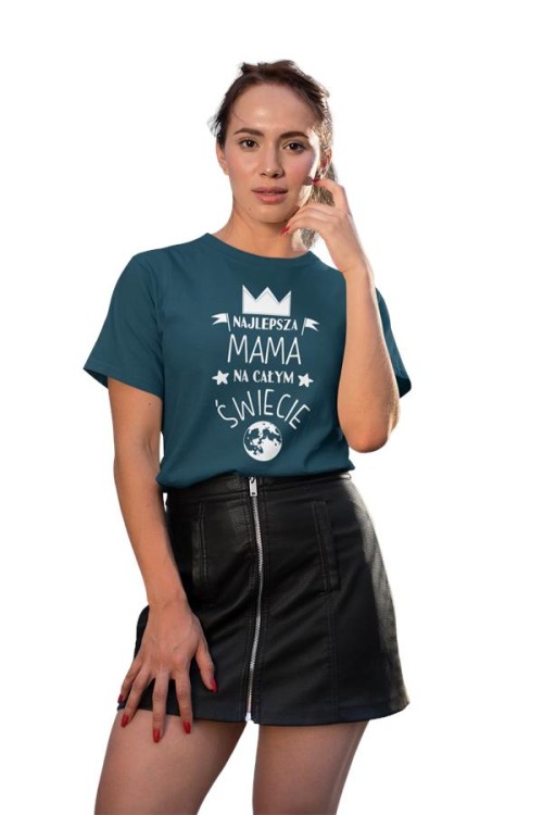Koszulka dla Mamy na Dzień Mamy zestaw z kubkiem z nadrukiem najlepsza mama na całym świecie kolor petrol blue (4).jpg