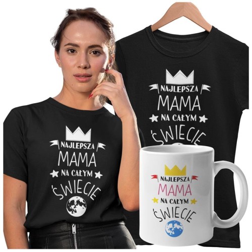 Koszulka dla Mamy na Dzień Mamy zestaw z kubkiem z nadrukiem najlepsza mama na całym świecie kolor czarny (5).jpg