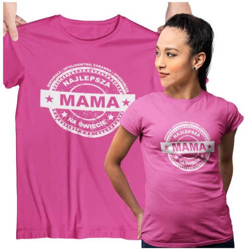 Koszulka dla Mamy na Dzień Mamy prezent z napisem Najlepsza mama na świecie, wspaniała, inteligentna, zabawna, opiekuńcza granatowa 1.jpg
