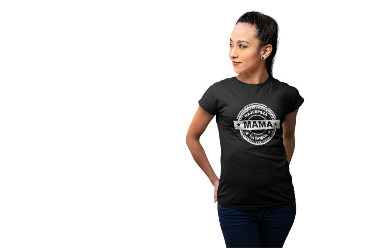 Koszulka dla Mamy na Dzień Mamy prezent z kubkiem i napisem Najlepsza mama na świecie, wspaniała, inteligentna, zabawna, opiekuńcza kolor czarny (2).jpg