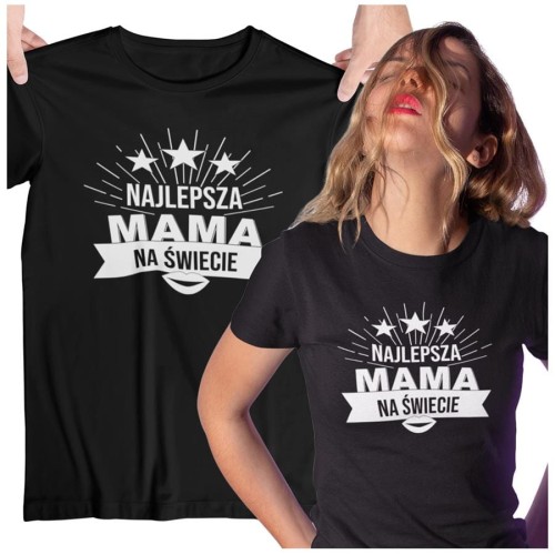 Koszulka dla Mamy na Dzień Mamy z nadrukiem Najlepsza mama na świecie kolor czarny.jpg