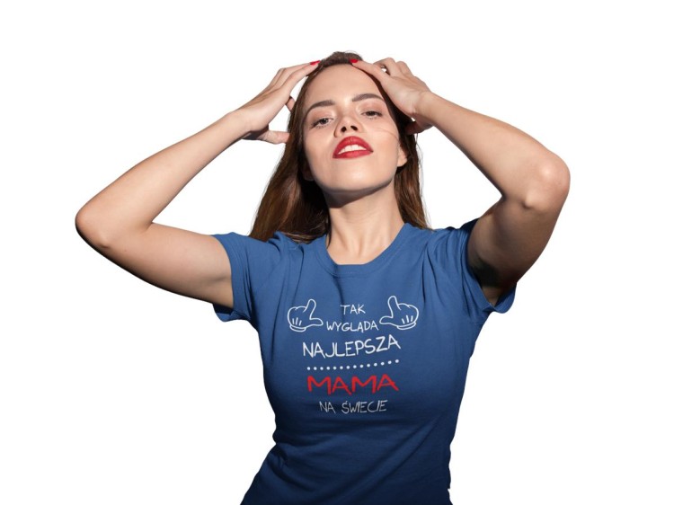 Koszulka dla Mamy na Dzień Mamy zestaw z kubkiem z nadrukiem Tak wygląda najlepsza mama na świecie kolor granatowy (2).jpg
