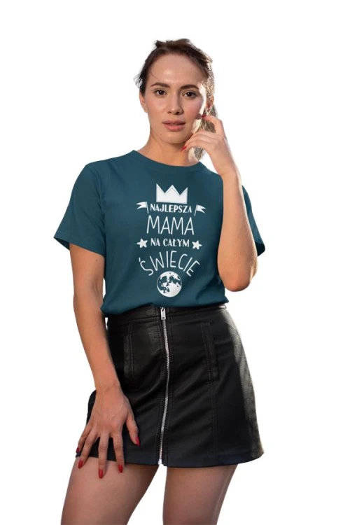 Koszulka dla Mamy na Dzień Mamy zestaw z kubkiem z nadrukiem najlepsza mama na całym świecie kolor petrol blue (4).jpg