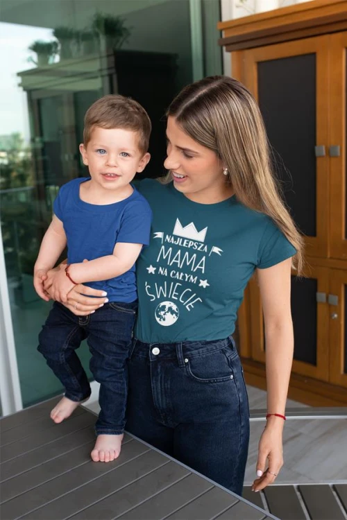 Koszulka dla Mamy na Dzień Mamy zestaw z kubkiem z nadrukiem najlepsza mama na całym świecie kolor petrol blue (5).jpg