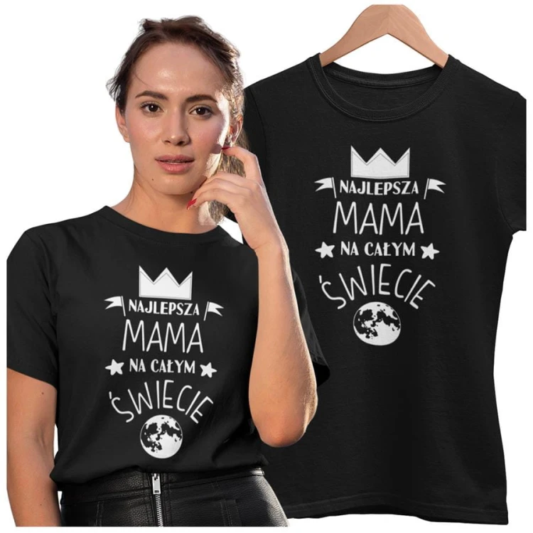Koszulka dla Mamy na Dzień Mamy z nadrukiem najlepsza mama na całym świecie kolor czarny.jpg