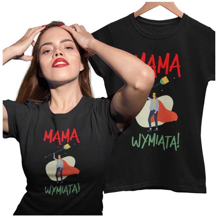Koszulka dla Mamy na Dzień Mamy z nadrukiem mama wymiata kolor czarny.jpg