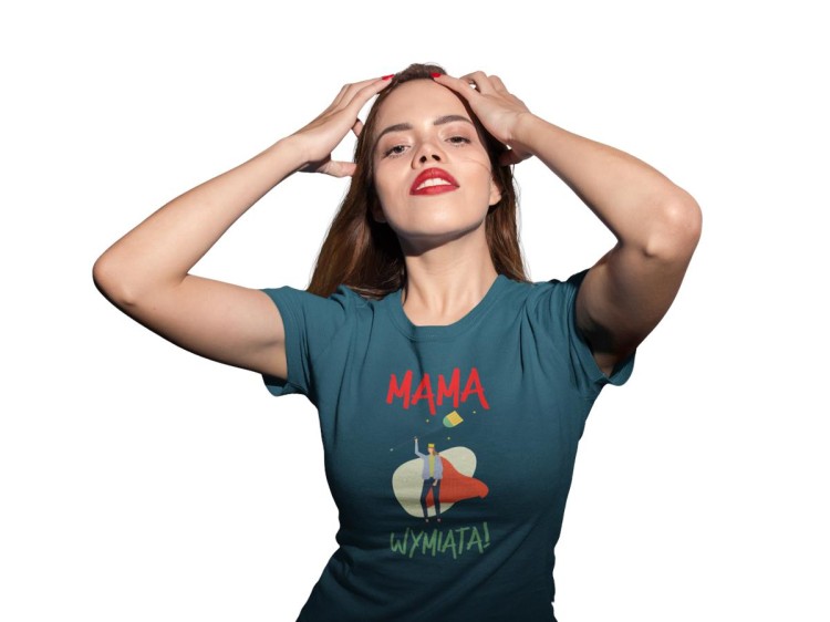 Koszulka dla Mamy na Dzień Mamy zestaw z kubkiem z nadrukiem mama wymiata kolor petrol blue (3).jpg