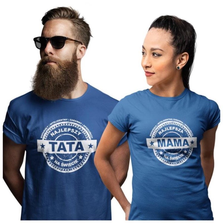 Koszulka dla Mamy i Taty na Dzień Matki i Ojca z napisem Najlepsza Mama na świecie i Najlepszy Tata na świecie w kolorze granatowym.jpg