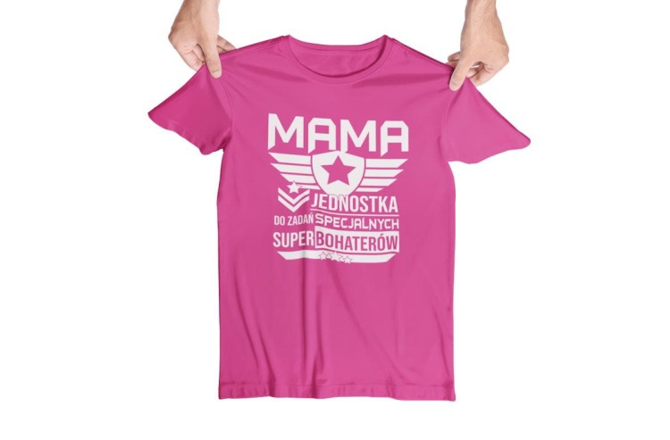 Koszulka dla Mamy na Dzień Mamy zestaw z kubkiem Mama jednostka do zadań specjalnych super bohaterów różowy (3).jpg