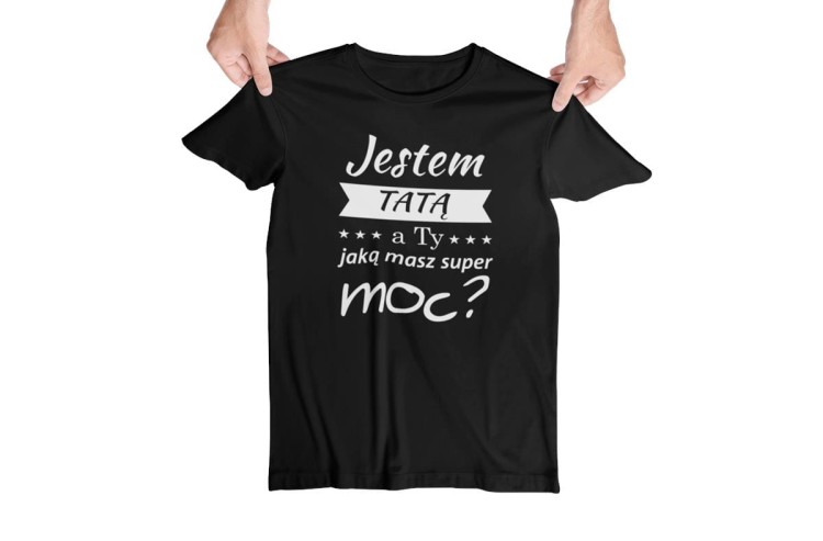 Koszulka dla Mamy i Taty na Dzień Matki i Ojca z napisem Jestem MAMĄ, a ty jaką masz super moc i Jestem TATĄ, a ty jaką masz super moc w kolorze czarnym (1).jpg