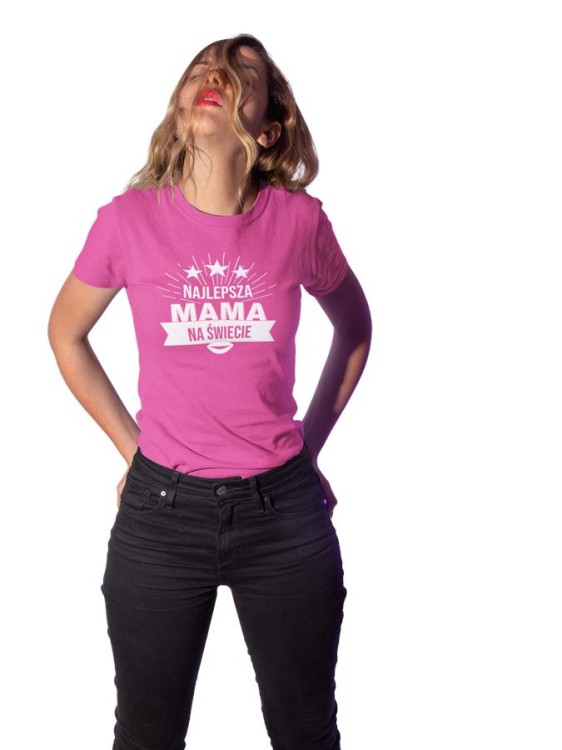Koszulka dla Mamy na Dzień Mamy zestaw z kubkiem z nadrukiem Najlepsza mama na świecie kolor różowy (3).jpg
