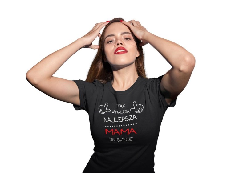 Koszulka dla Mamy na Dzień Mamy zestaw z kubkiem z nadrukiem Tak wygląda najlepsza mama na świecie kolor czarny (1).jpg