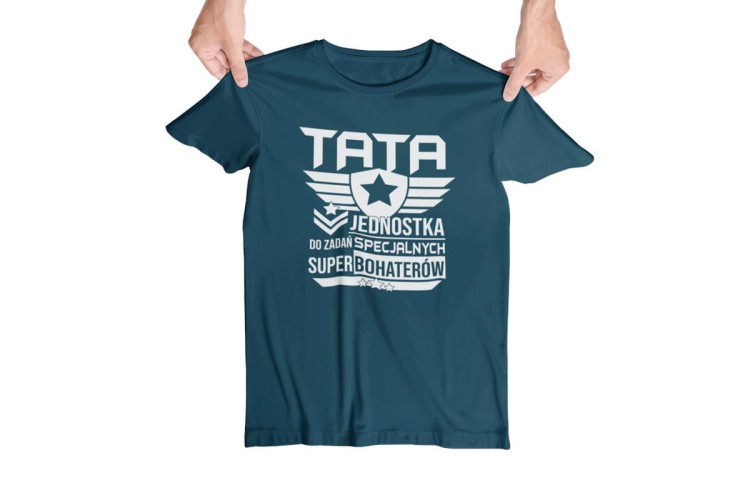 Koszulka dla Mamy i Taty na Dzień Matki i Ojca z napisem Mama jednostka do zadań specjalnych super bohaterów i Tata jednostka do zadań specjalnych super bohaterów w kolorze petrol bl.jpg