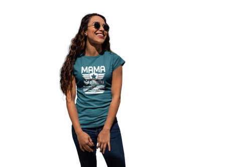 Koszulka dla Mamy na Dzień Mamy zestaw z kubkiem i nadrukiem Mama jednostka do zadań specjalnych super bohaterów kolor petrol blue (1).jpg