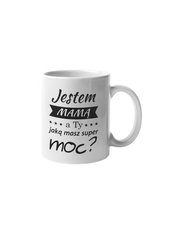 Koszulka dla Mamy na Dzień Mamy zestaw z kubkiem i nadrukiem Jestem mamą, a ty jaką masz super moc kolor czarny.jpg
