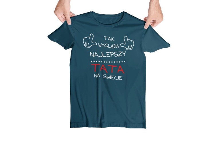 Koszulka dla Mamy i Taty na Dzień Matki i Ojca z napisem Tak wygląda najlepsza mama na świecie i Tak wygląda najlepszy tata na świecie w kolorze petrol bluej.jpg