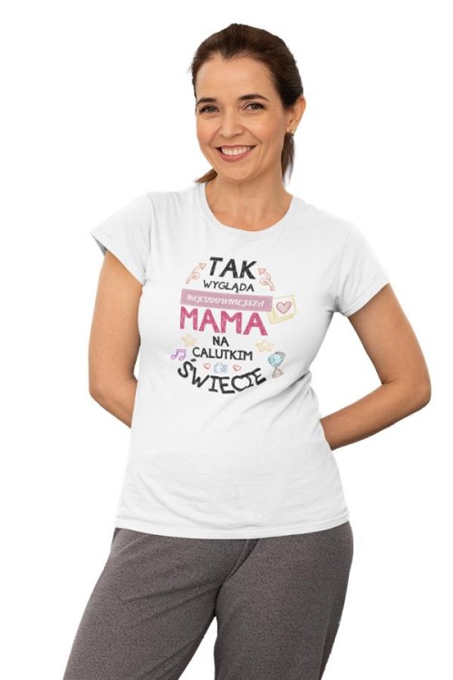 Koszulka dla Mamy na Dzień Mamy zestaw z kubkiem z nadrukiem Tak wygląda najcudowniejsza mama na calutkim świecie kolor biały  (5).jpg