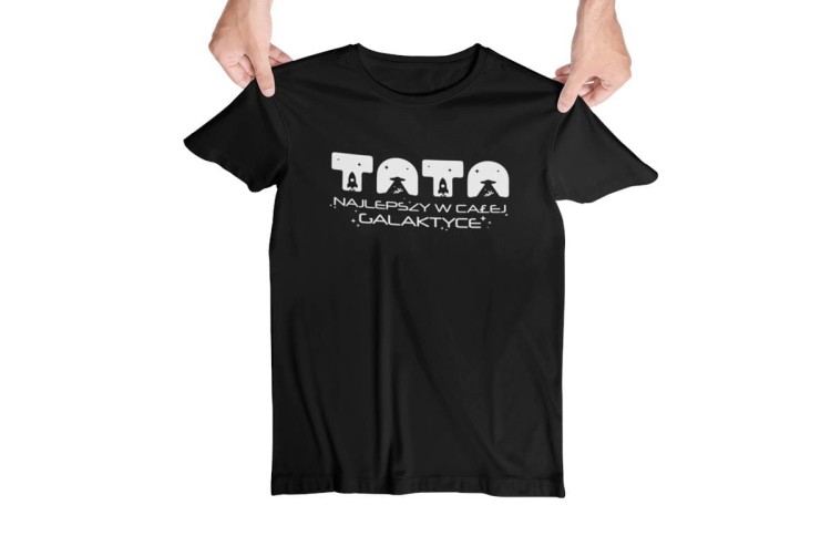 Koszulki dla Rodziców na Dzień Mamy i Taty zestaw z kubkami z napisem Mama najlepsza w całej galaktyce i Tata najlepszy w całej galaktyce w kolorze czarnym (2).jpg