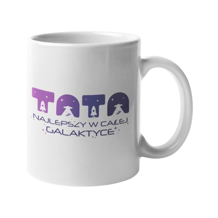 Koszulki dla Rodziców na Dzień Mamy i Taty zestaw z kubkami z napisem Mama najlepsza w całej galaktyce i Tata najlepszy w całej galaktyce w kolorze różowym i niebieskim.jpg