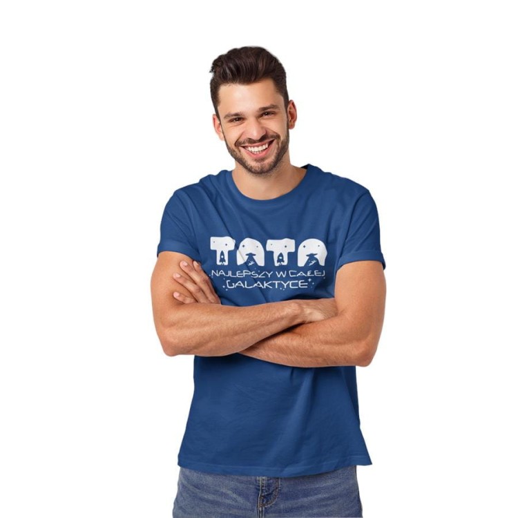 Koszulki dla Rodziców na Dzień Mamy i Taty zestaw z kubkami z napisem Mama najlepsza w całej galaktyce i Tata najlepszy w całej galaktyce w kolorze granatowym (1).jpg